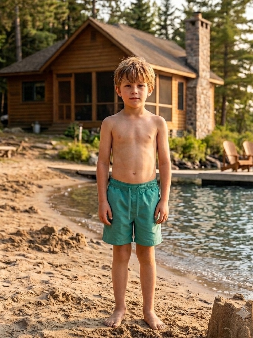H&M Mint Green Swim Shorts Elastic Waist with Drawstring Kid Boy